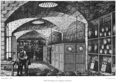 Kelder van de Bank van Frankrijk in Parijs, 1897 door Louis Joseph Amedee Daudenarde
